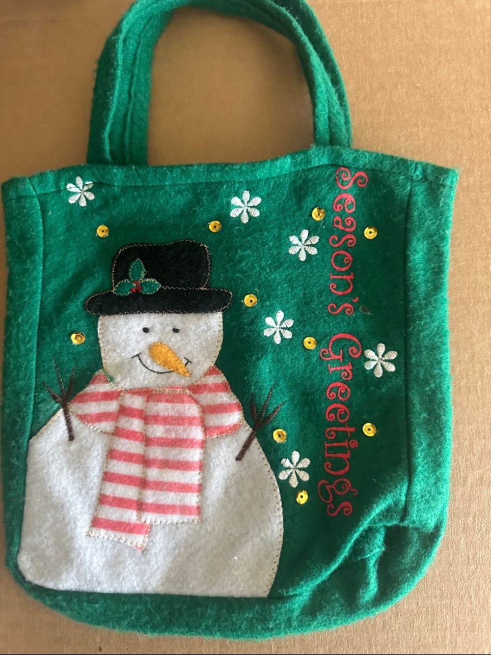 Green Snowman Holiday Kids Tote Bag
